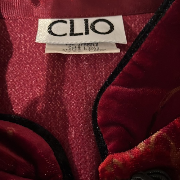 VINTAGE Clio Asian-inspired jacket.Velour  w/black&gold floral High slits sides - Picture 5 of 8